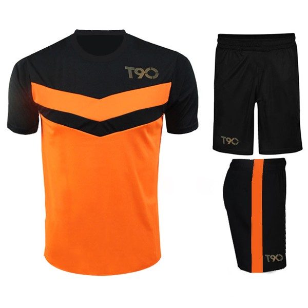 Quần Áo Bóng Đá T90 Màu Cam Phối Đen Không Logo