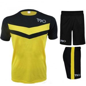 Quần áo bóng đá T90 vàng phối đen