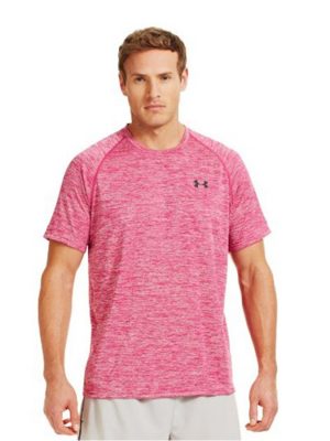 Áo thun thể thao nam Under Armour màu hồng cổ tròn