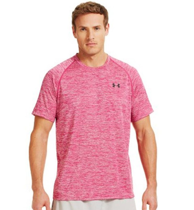 Áo thun thể thao nam Under Armour màu hồng cổ tròn