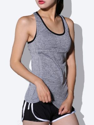 áo thun tanktop ba lỗ tập gym yoga nữ xám dây chéo