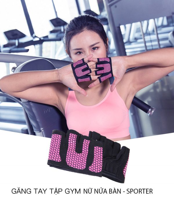 găng tay tập gym nữ fitty wear nửa bàn đẹp