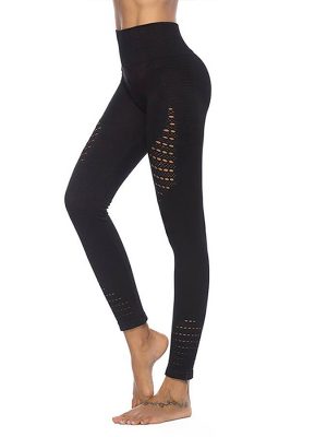 Quần legging hollow màu đen