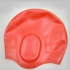 nón mũ bơi nam nữ Silicon màu đỏ không trơn không thấm nước