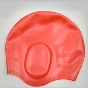 nón mũ bơi nam nữ Silicon màu đỏ không trơn không thấm nước