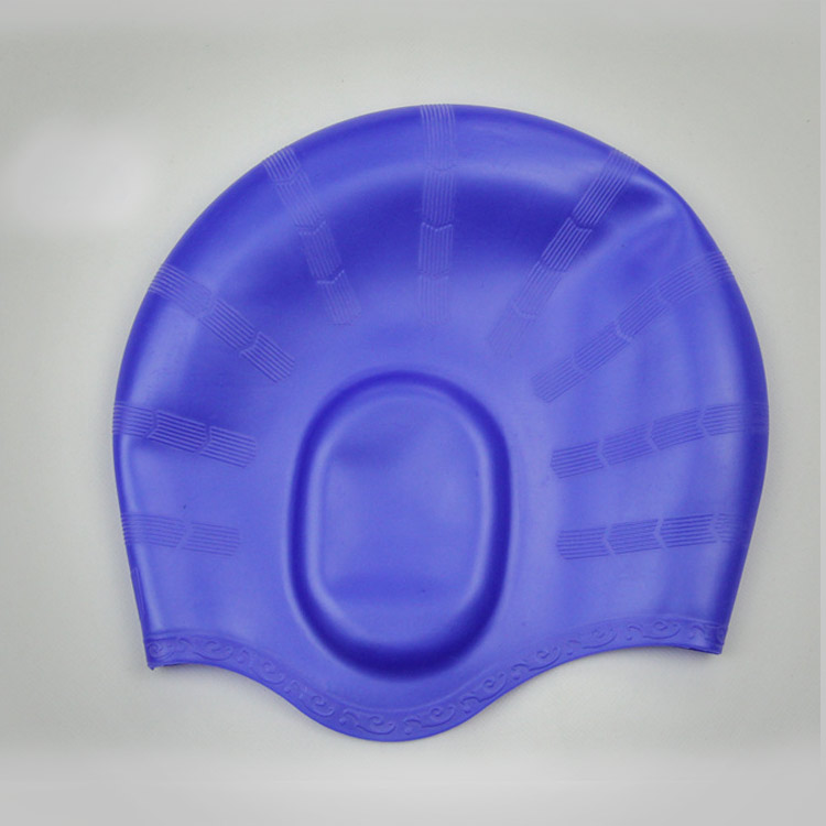 nón mũ bơi nam nữ Silicon màu xanh không trơn không thấm nước