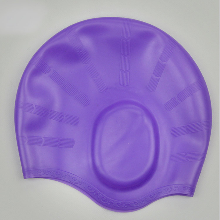 nón mũ bơi nam nữ Silicon màu tím không trơn không thấm nước