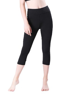 Quần legging lửng grid đen