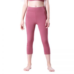 Quần legging lửng grid hồng