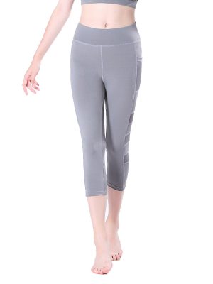 Quần legging lửng grid xám