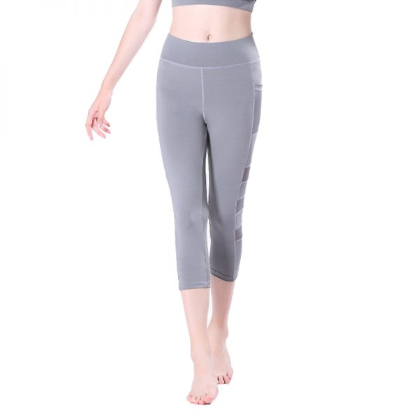 Quần legging lửng grid xám