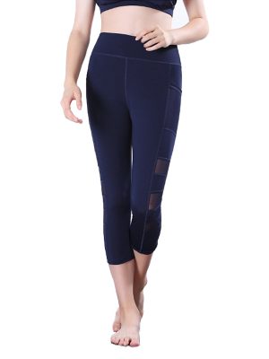 Quần legging lửng grid xanh đen