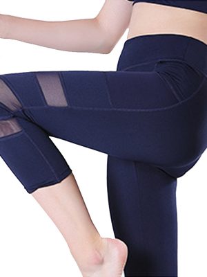 Quần legging lửng grid xanh đen