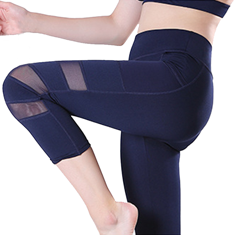 Quần legging lửng grid xanh đen