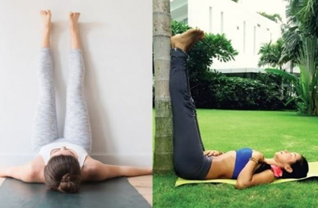 Bài tập yoga kỳ diệu dựa chân vào tường