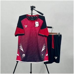 Áo bóng đá không logo Volcano màu đỏ đen