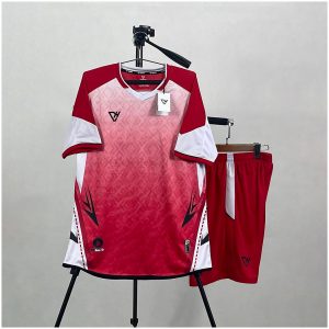 Áo bóng đá không logo Volcano màu đỏ trắng