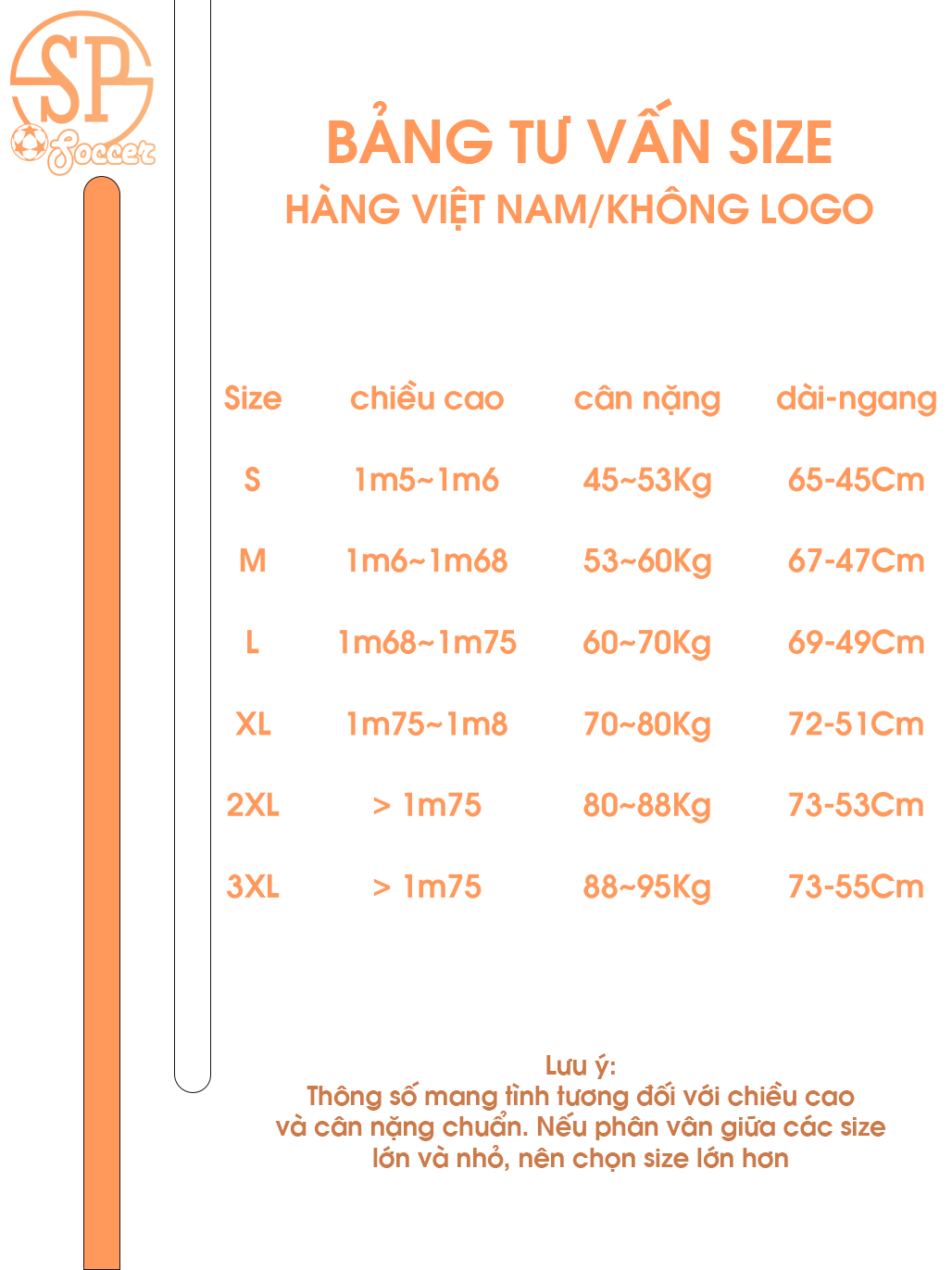 Bảng tư vấn size hàng việt nam