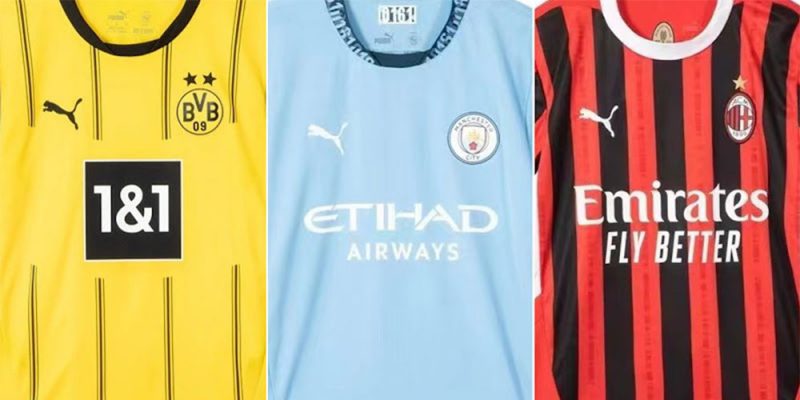 Chinh thức ra mắt áo bóng đá Manchester City, AC Milan và Dortmund sân nhà mùa giải 24/25